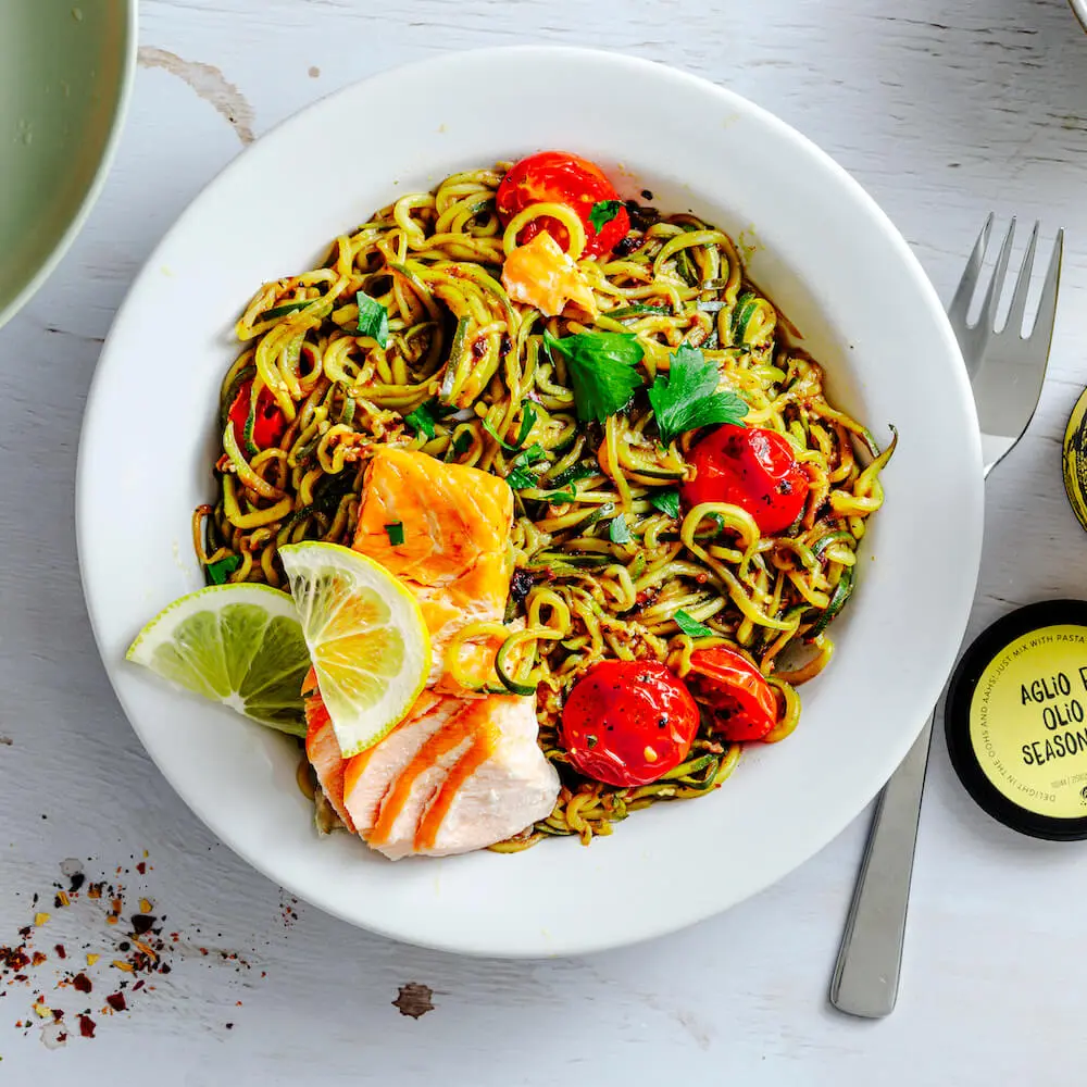 Courgette Noodles with Salmon