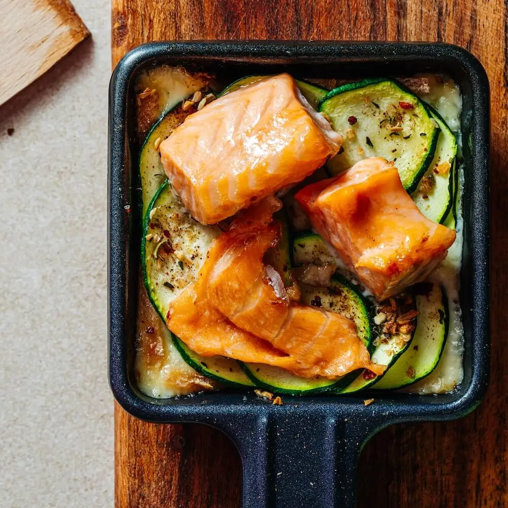 Salmon, Courgette & Cheese Raclette