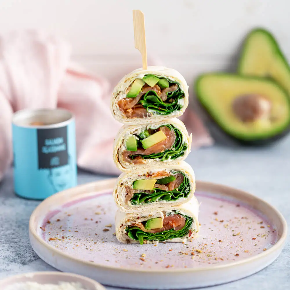 Smoked Salmon Wraps with Spinach