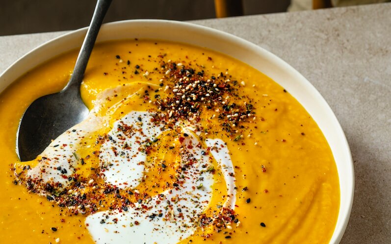 Butternut Squash Soup, how to use frozen cream