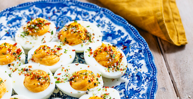 Devilled eggs from Just Spices with egg spice egg topping