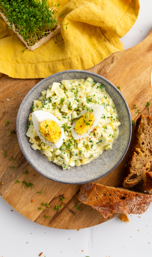 Bowl of egg mayo from Just Spices with Egg Topping seasoning spice on